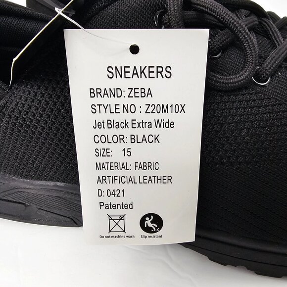Zeba Men's Black Extra Wide Hands Free Slip On Sneakers Walking Shoes Size 15XW - Picture 6 of 12